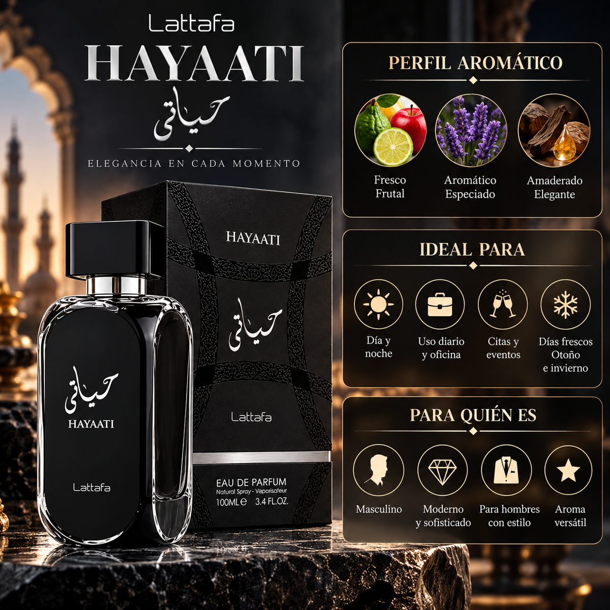 Lattafa Hayaati EDP Unisex 100 ml – Inspirado en Invictus de Rabanne