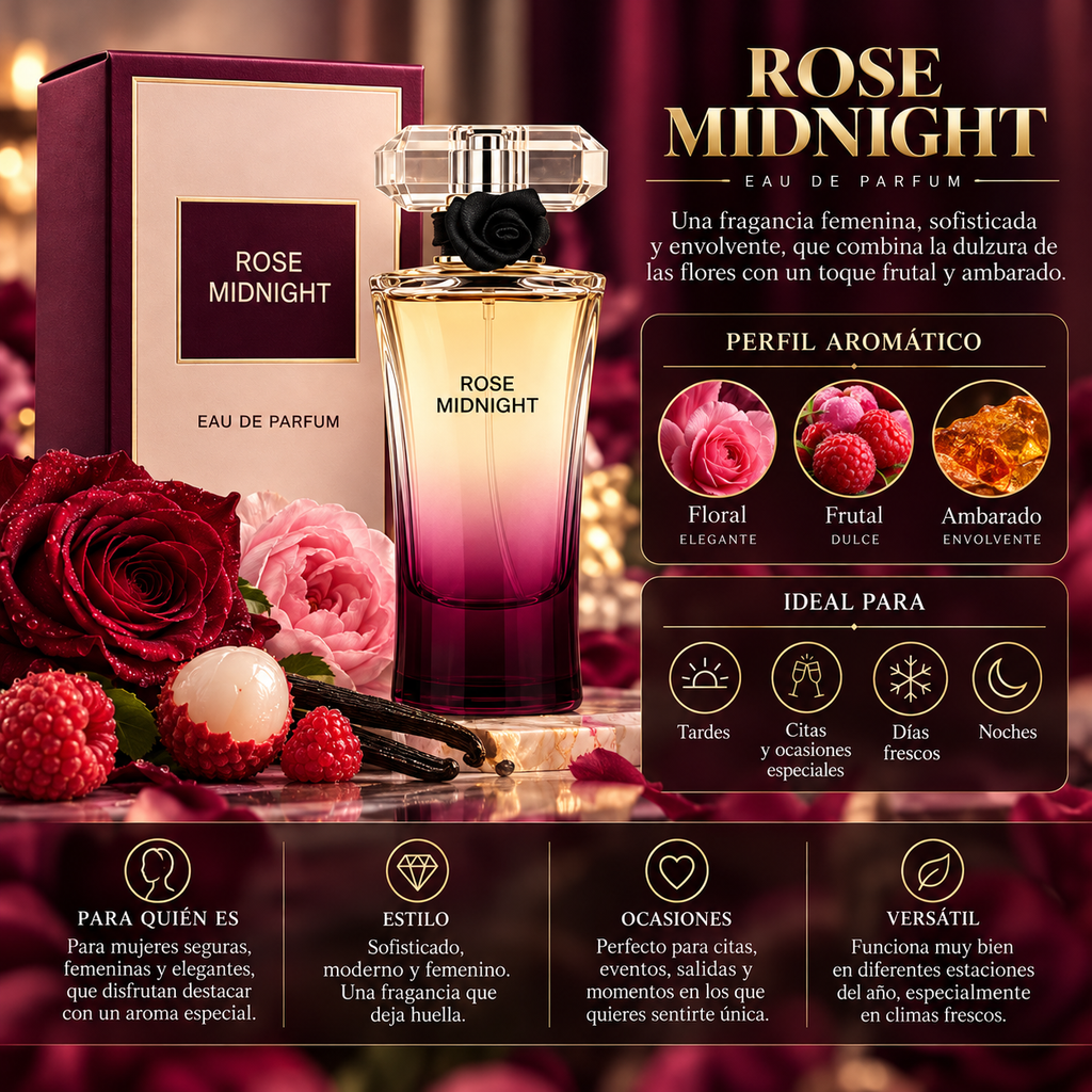 Fragrance World Rose Midnigth EDP Mujer 80ml Inspirado en Trésor Midnight Rose de Lancôme