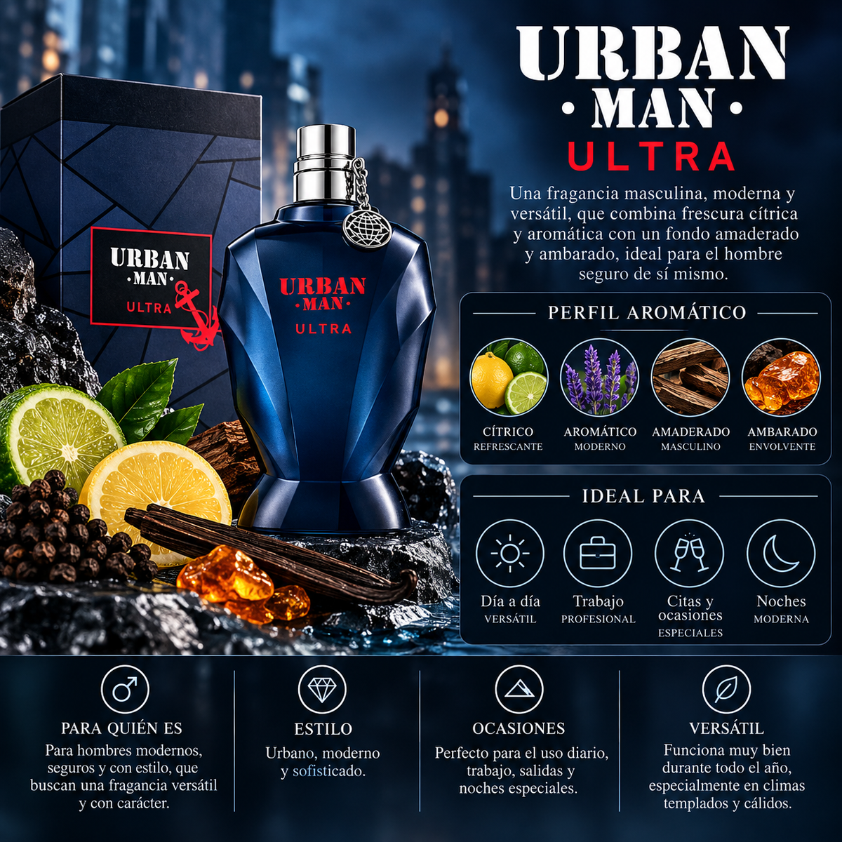 Fragrance World Urban Man Ultra EDP Hombre 90 ml – Inspirado en Ultra Male de Jean Paul Gaultier