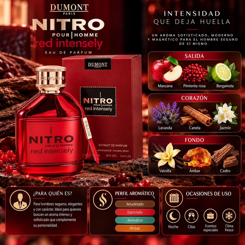 Dumont Nitro Red Intensely Extrait de Parfum Hombre 100 ml
