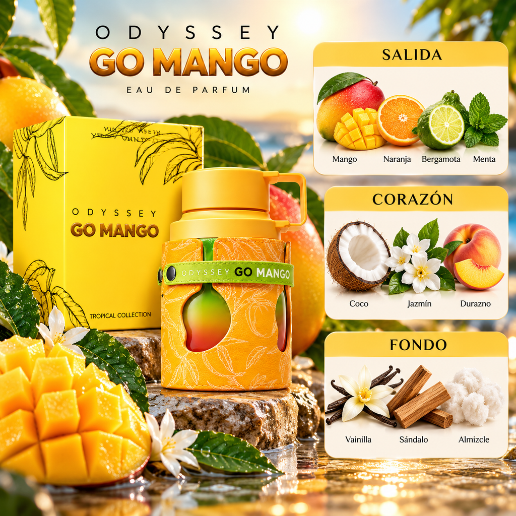 Armaf Odyssey Go Mango Tropical Collection EDP Unisex 100 ml – Inspirado en God of Fire de Stéphane Humbert Lucas 777