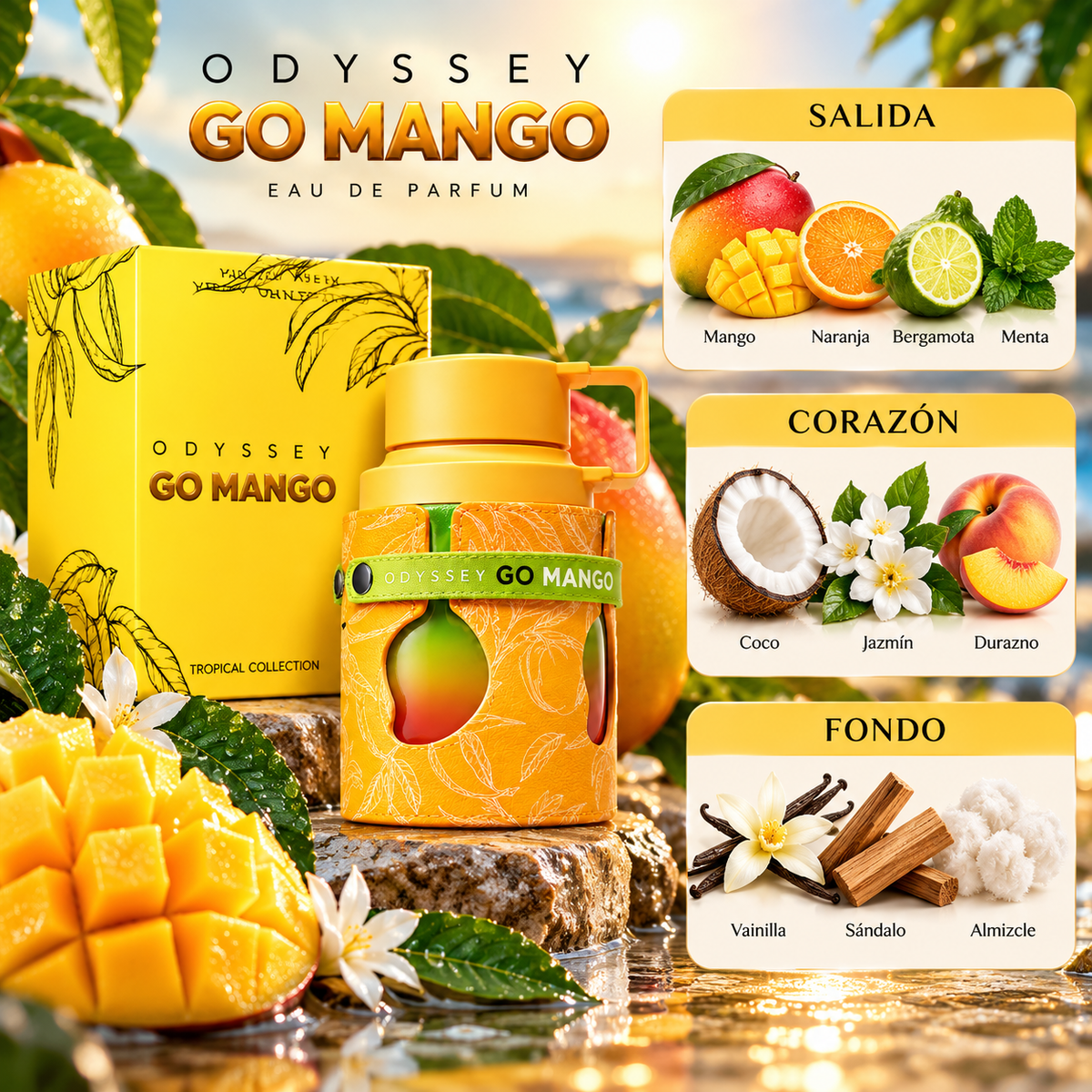 Armaf Odyssey Go Mango Tropical Collection EDP Unisex 100 ml – Inspirado en God of Fire de Stéphane Humbert Lucas 777