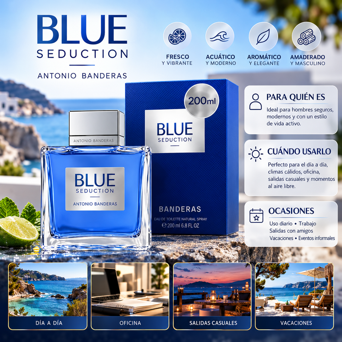 Antonio Banderas Blue Seduction EDT Hombre 200 ml