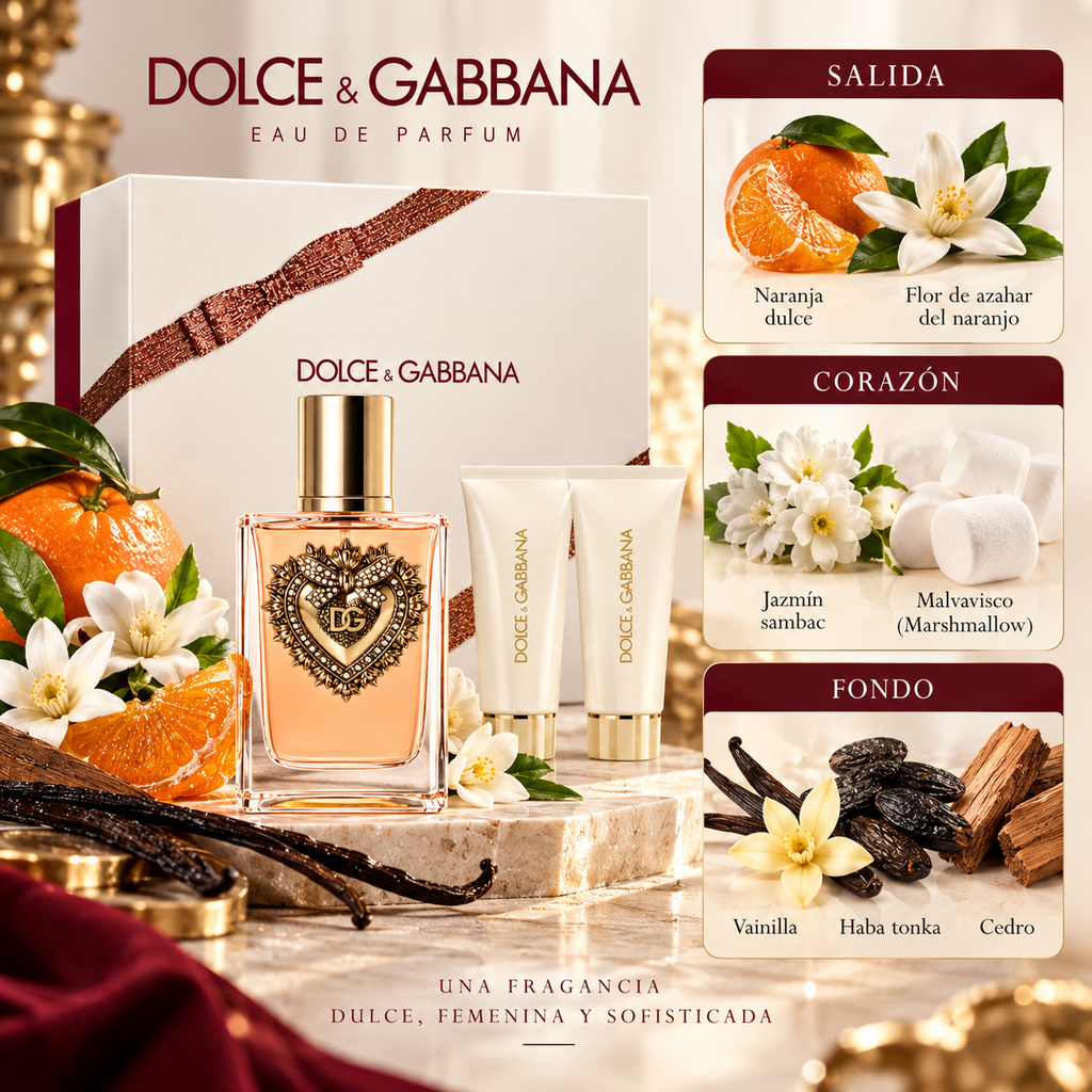Estuche Dolce &amp; Gabbana Devotion EDP Mujer 100 ml + Shower Gel 50 ml + Body Lotion 50 ml