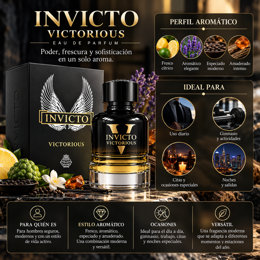 Fragrance World Invicto Victorious EDP Hombre 100ml - Inspirado en Invictus Victory de Rabanne