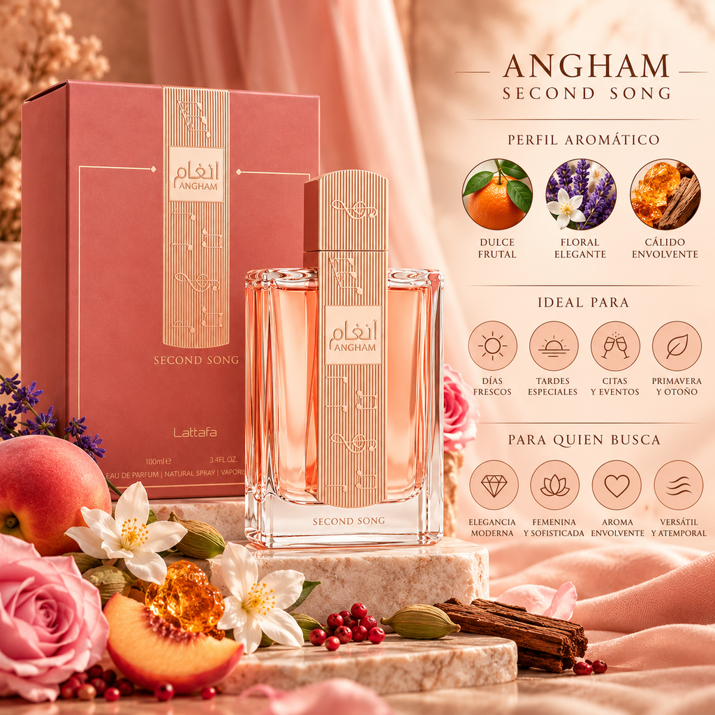 Lattafa Angham Second Song EDP Mujer 100 ml – Inspirado en My Devotion de Dolce &amp; Gabbana