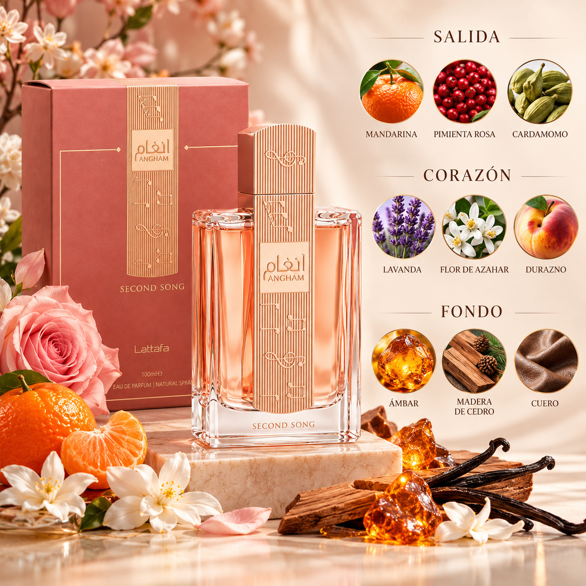 Lattafa Angham Second Song EDP Mujer 100 ml – Inspirado en My Devotion de Dolce &amp; Gabbana