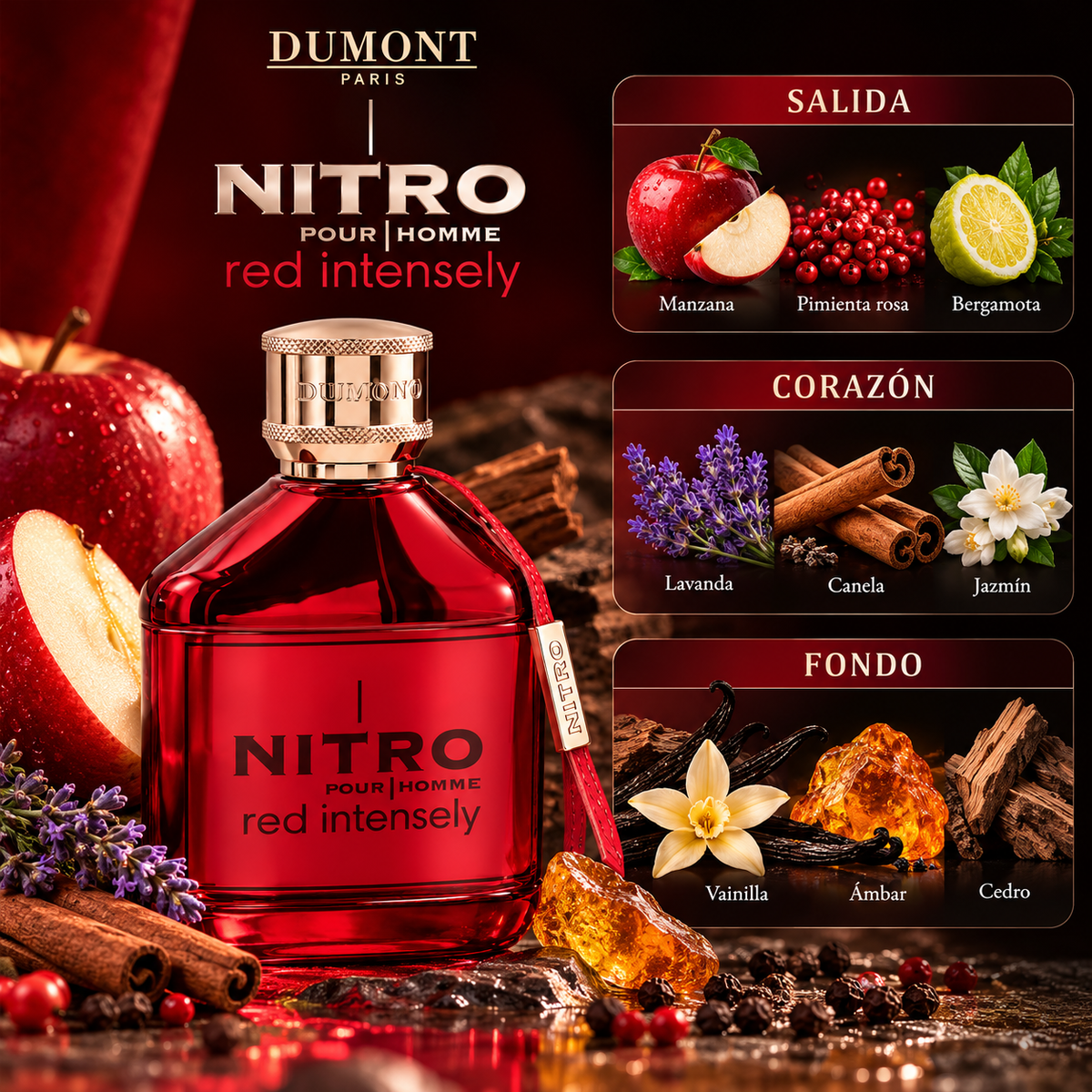 Dumont Nitro Red Intensely Extrait de Parfum Hombre 100 ml