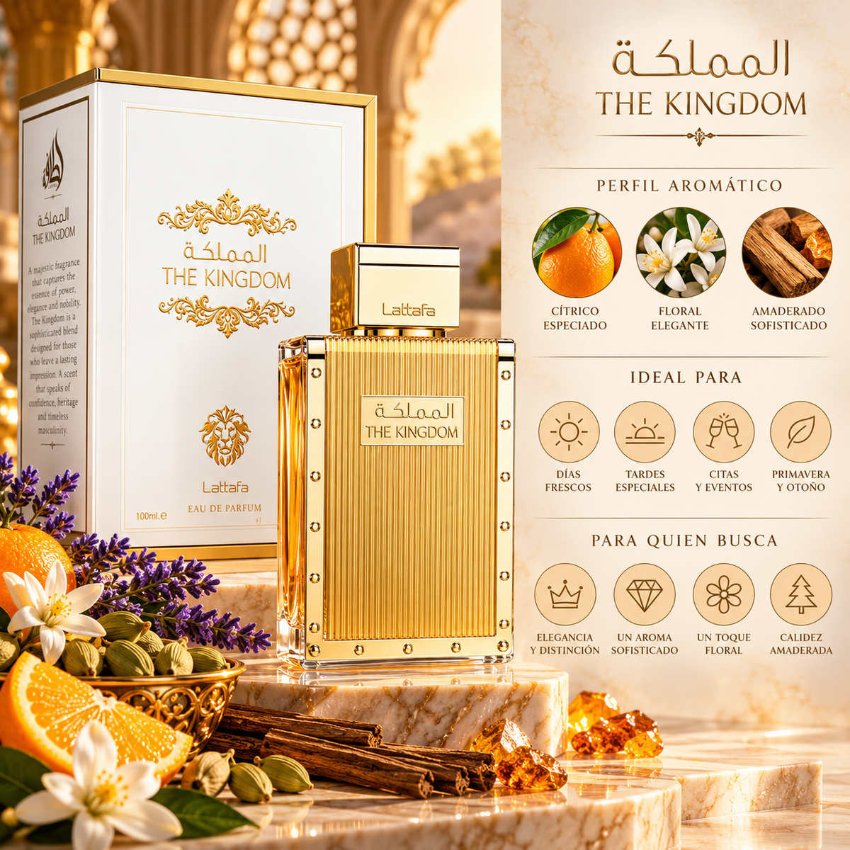 Lattafa The Kingdom EDP Hombre 100 ml – Inspirado en Jean Paul Gaultier Le Male Elixir