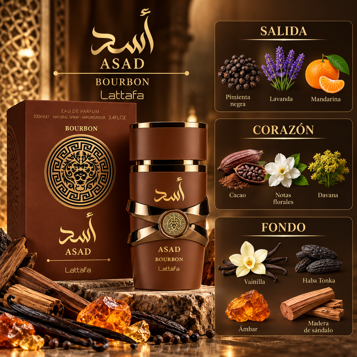 Lattafa Asad Bourbon EDP Hombre 100 ml