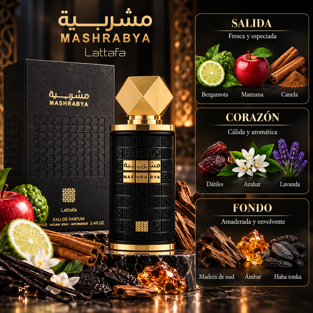 Lattafa Mashrabya EDP Unisex 100ml - Inspirado en Smoking Hot de By Kilian