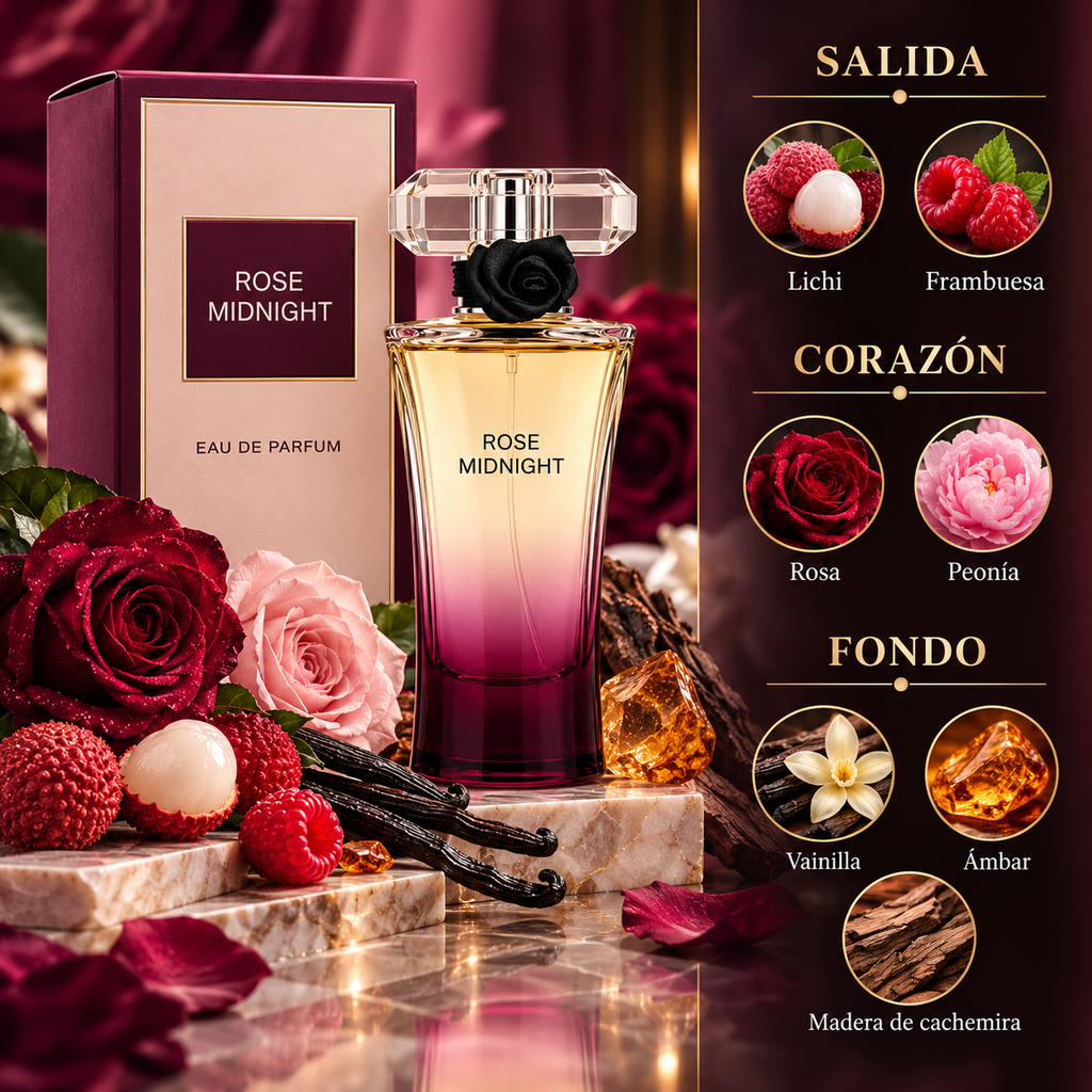 Fragrance World Rose Midnigth EDP Mujer 80ml Inspirado en Trésor Midnight Rose de Lancôme