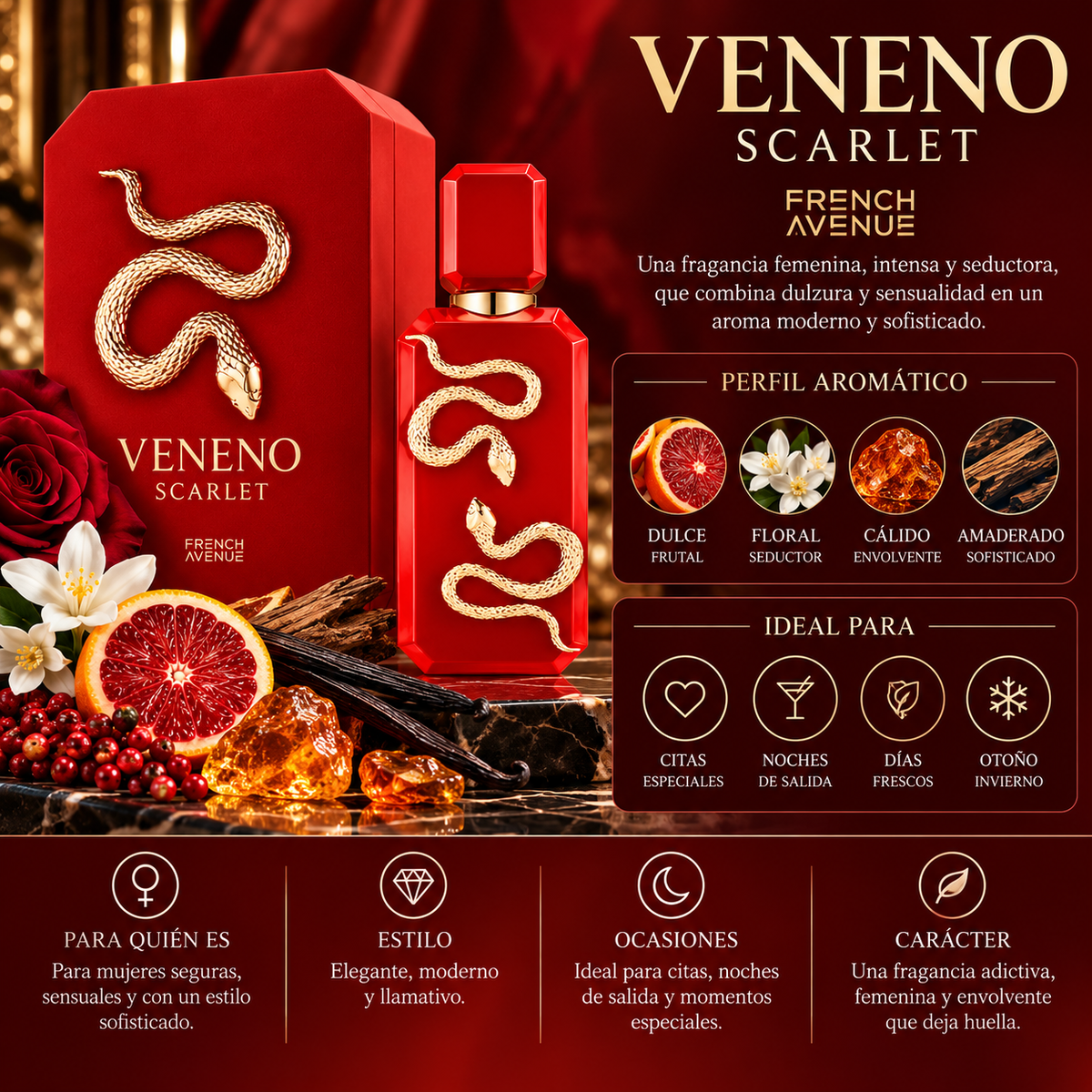 French Avenue Veneno Scarlet EDP Unisex 100ml - Inspirado en Venom Incarnat de Stéphane Humbert Lucas 777