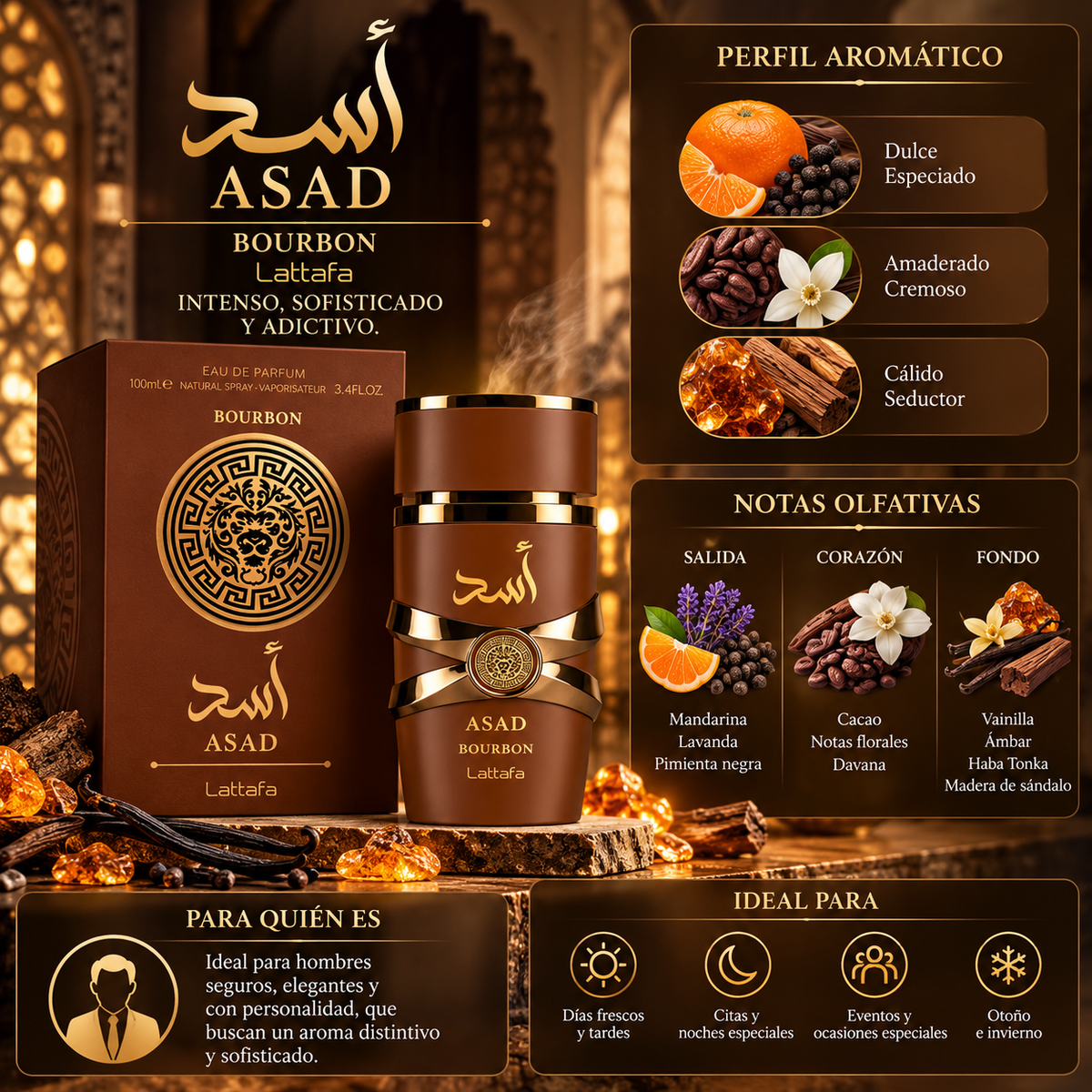 Lattafa Asad Bourbon EDP Hombre 100 ml