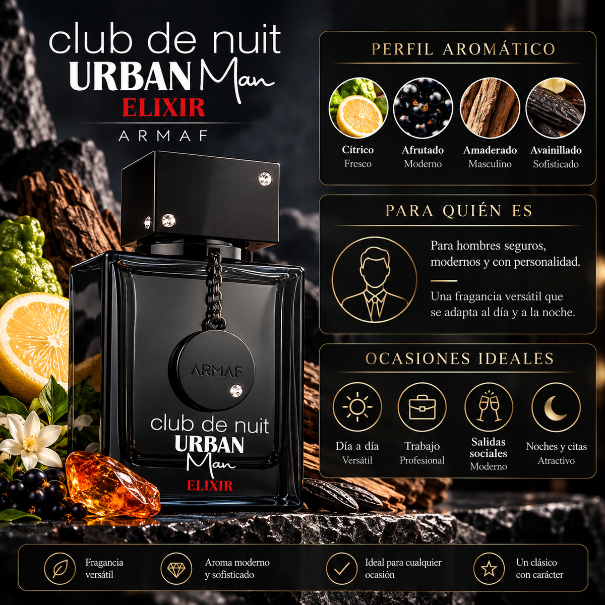 Armaf Club de Nuit Urban Man Elixir EDP Hombre 105 ml – Inspirado en Dior Sauvage