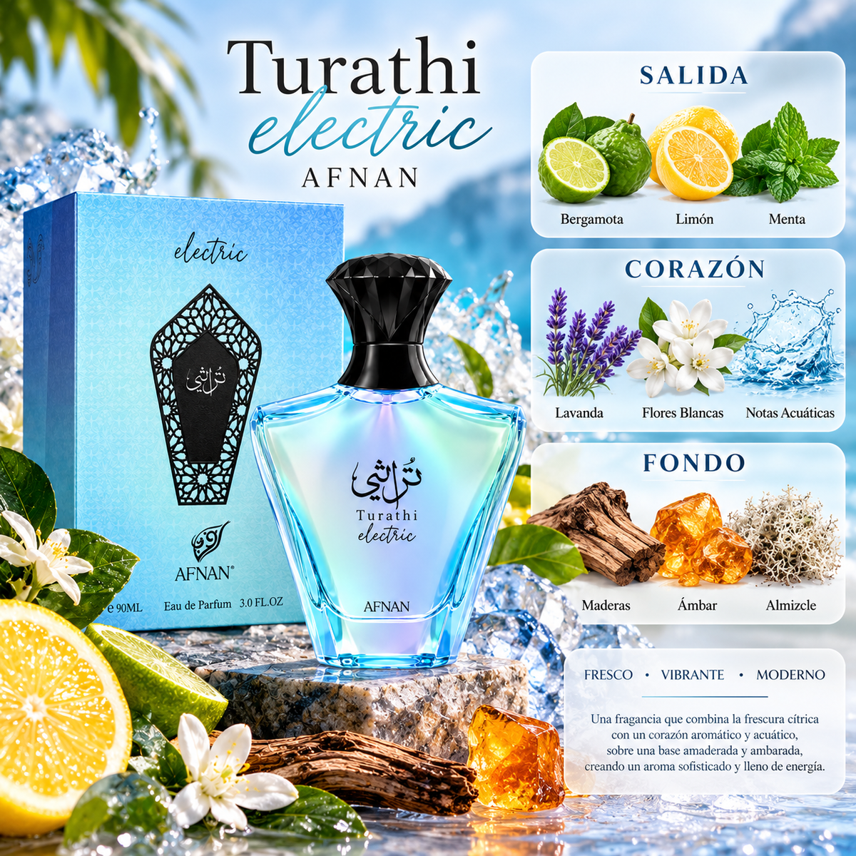 Afnan Turathi Electric EDP Unisex 100 ml – Inspirado en Blue Talisman de Ex Nihilo