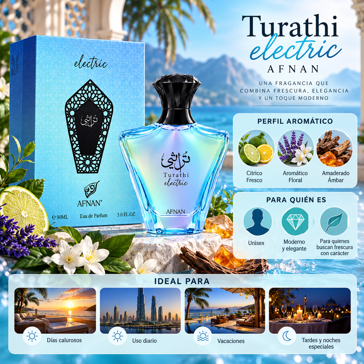 Afnan Turathi Electric EDP Unisex 100 ml – Inspirado en Blue Talisman de Ex Nihilo
