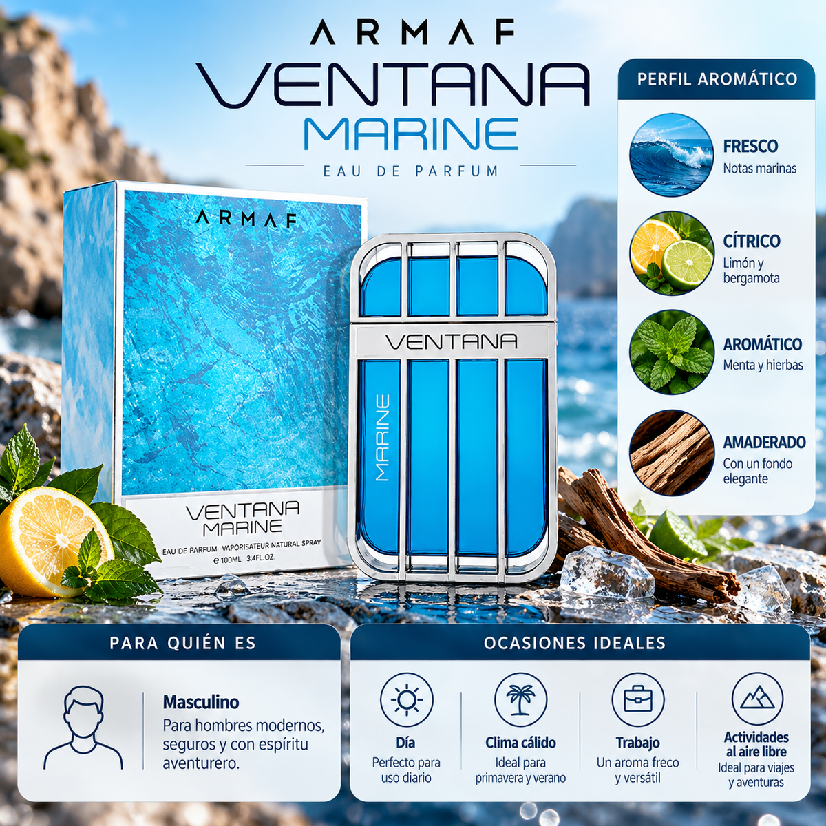 Armaf Ventana Marine EDP Hombre 100 ml - Inspirado en Imagination de Louis Vuitton